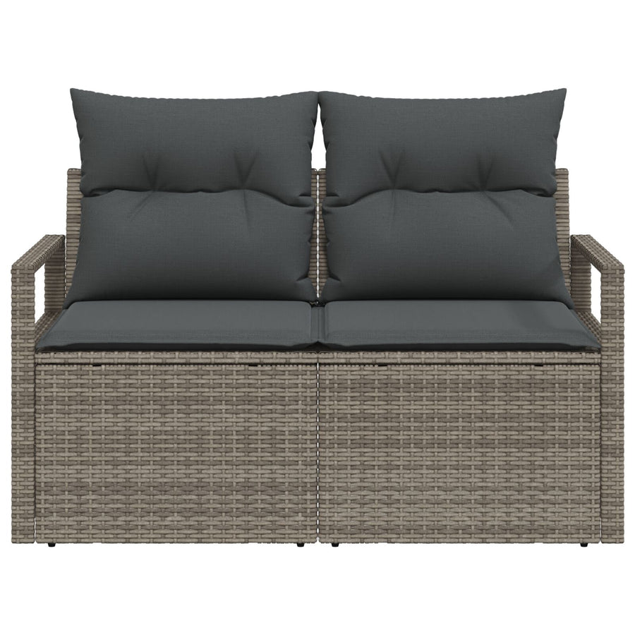2-Zits Tu Sofa Met Kussens Poly Rattan Grijs zonder opbergruimte