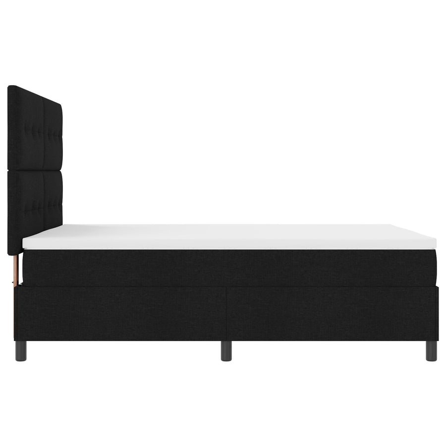 Box Spring Bed Met Matras Stof Zwart 140 x 200 cm Met knopen