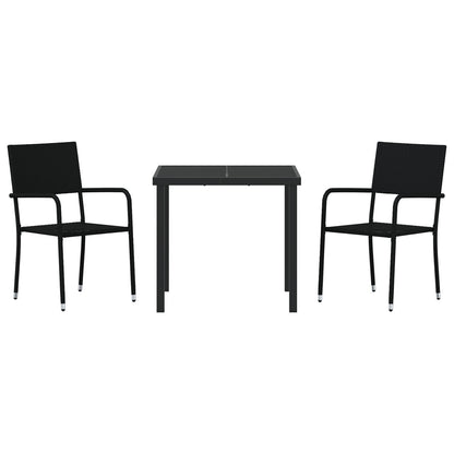 3 Delige Tuindinerset Zwart Poly Rattan
