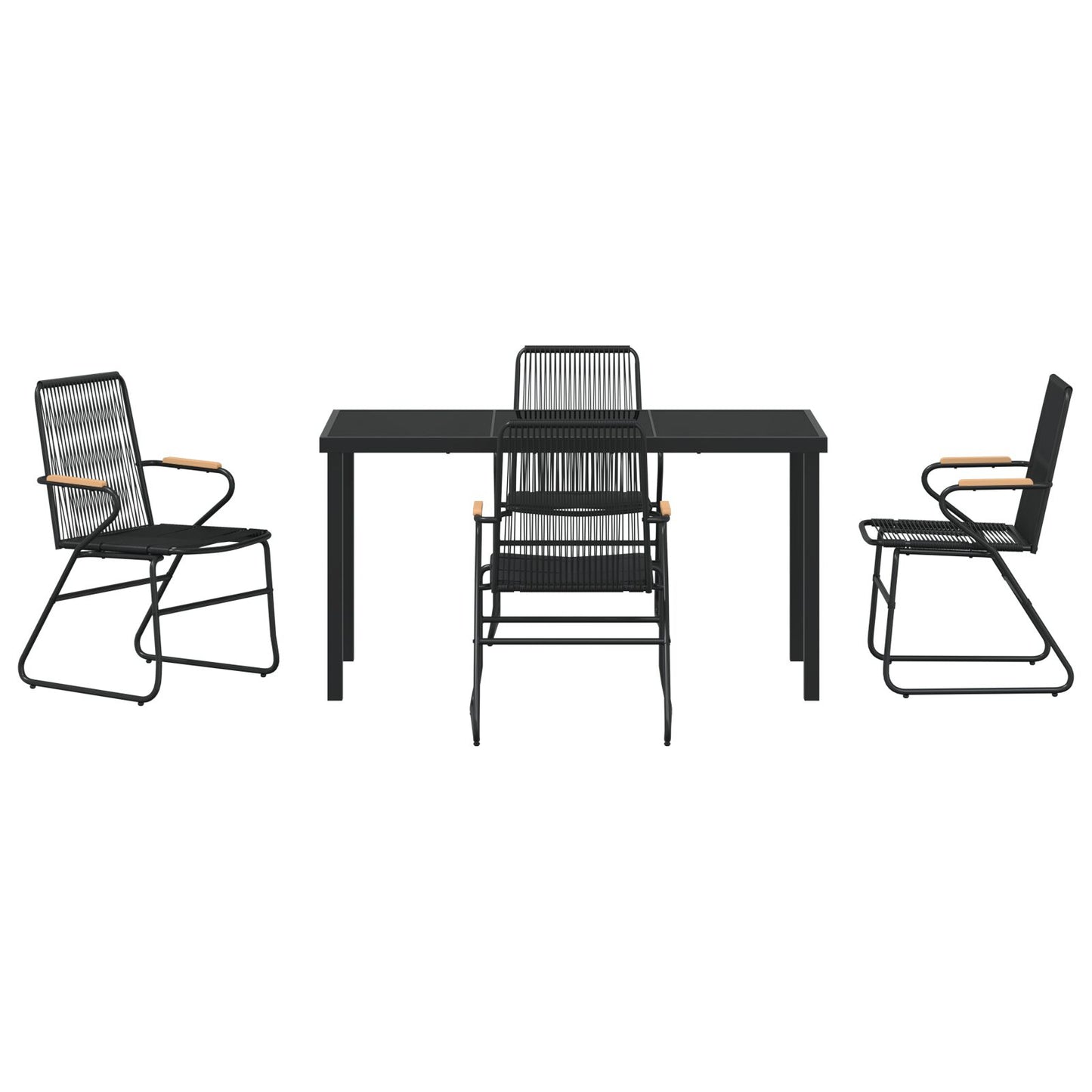 5-Delige Tuin Eetset Zwart Pvc Rattan