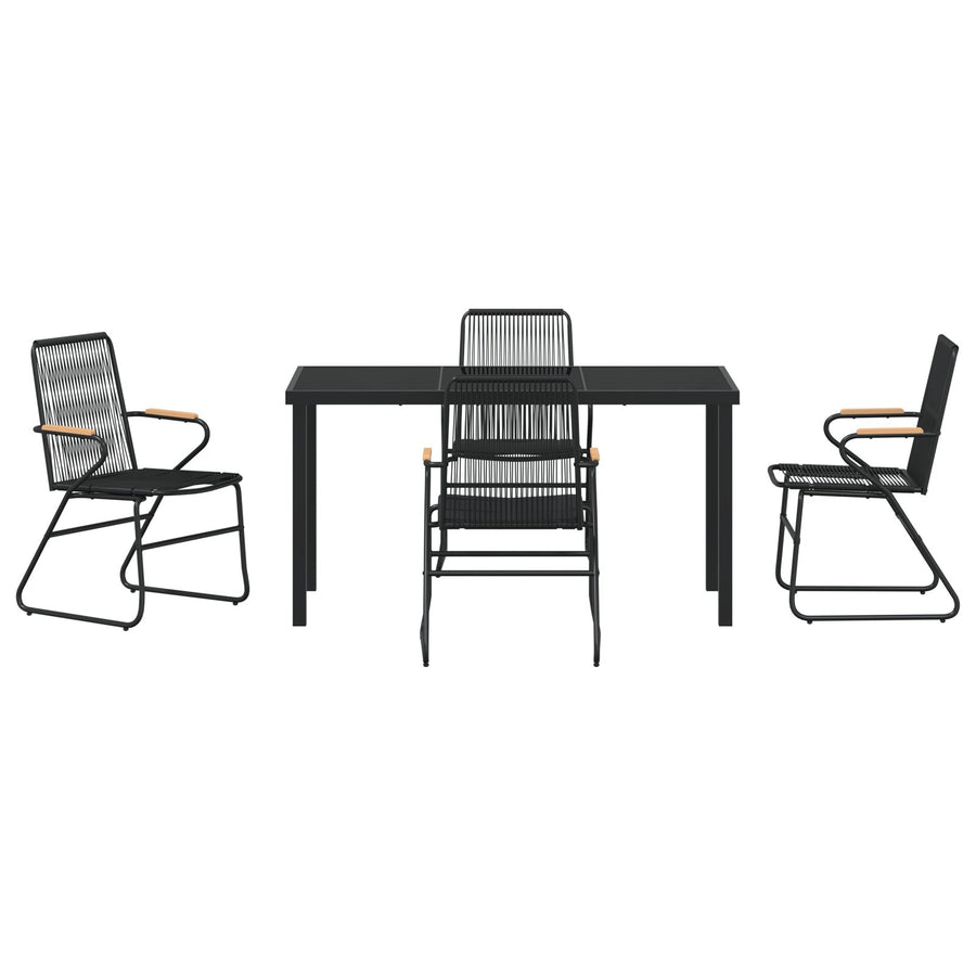 5-Delige Tuin Eetset Zwart Pvc Rattan