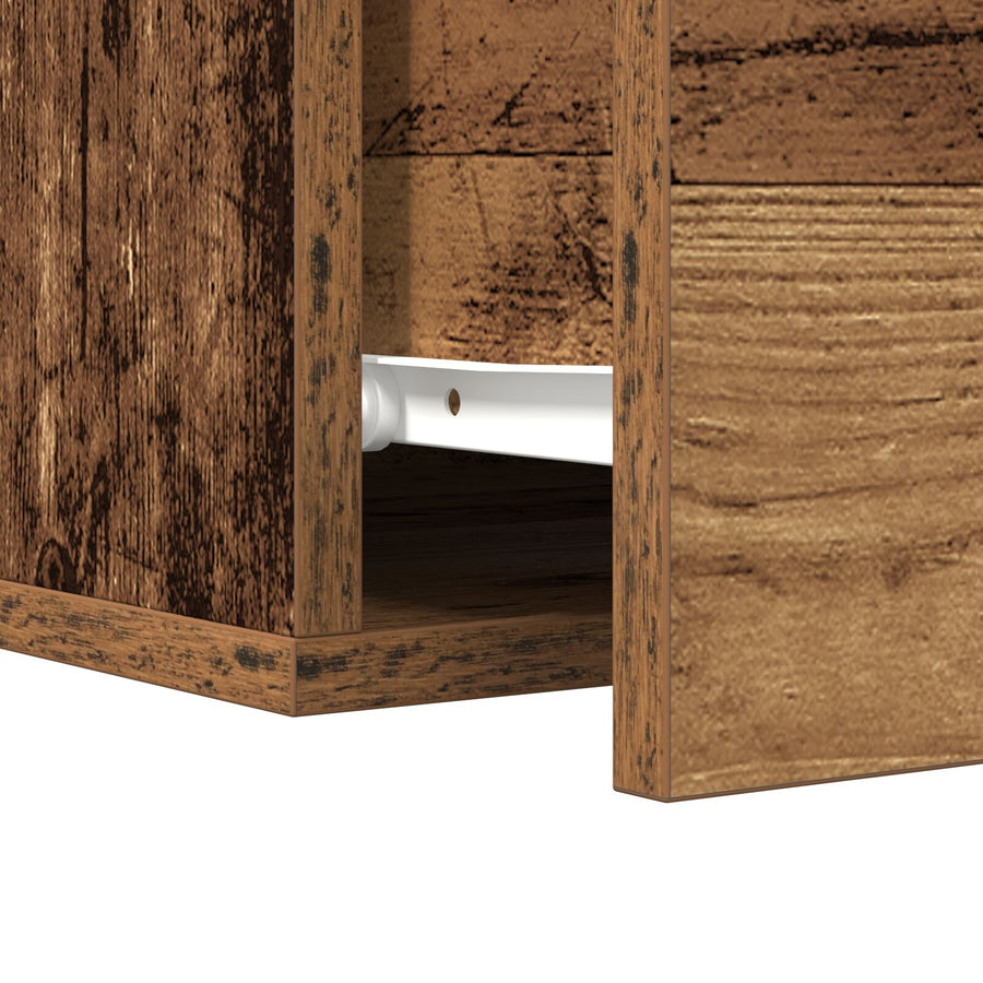 Nachtkastjes 2 Stuks Wandgemonteerd Oud Hout 35X35X20 Cm Zwart Eiken
