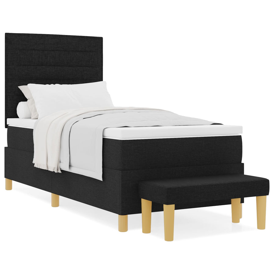 Boxspring Bed Met Matras & Bank Stof Zwart 80 x 200 cm Lijnen ontwerp