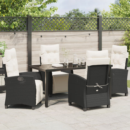5-Delige Tuin Eetset Zwart Poly Rattan