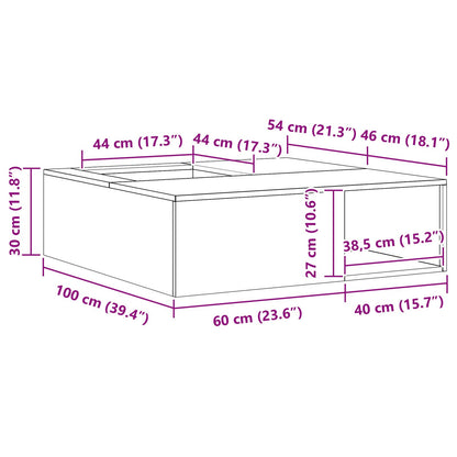 Vuurkorf Met Houtopslag 100X100X30 Cm Weerbestendig Staal Verweerd staal/Bruin