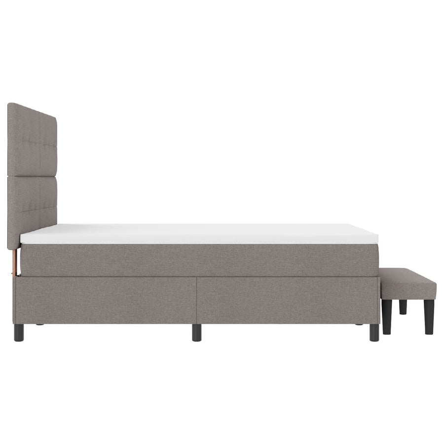 Boxspring Bed Met Matras & Bank Stof Taupe 140 x 190 cm Knoop gestoffeerd