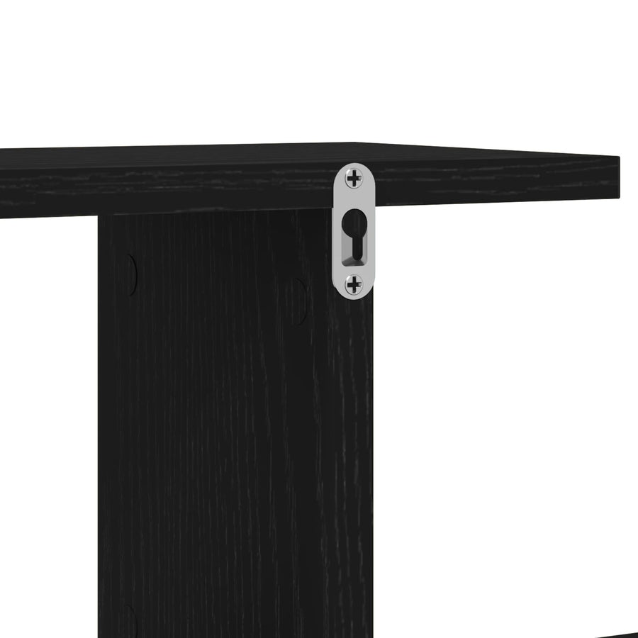 Wandplank Voor Tv Zwart Eiken 125X18X23 Cm Bewerkt Hout