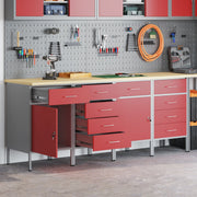 Werkbank 200x55x85 cm rood grijs staal