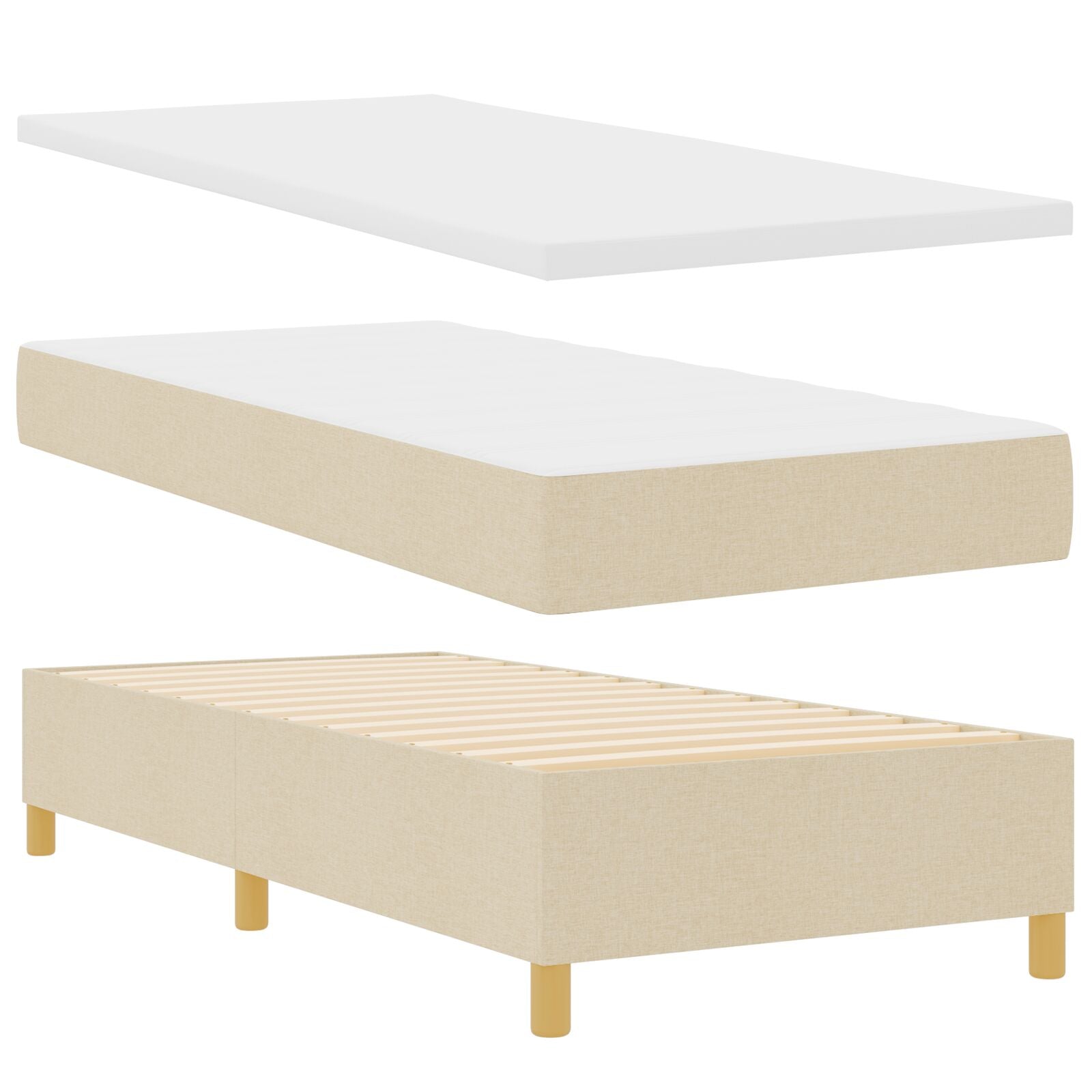 Boxspringbed Met Matras En Bank Stof Crème 100 x 200 cm Lijnontwerp