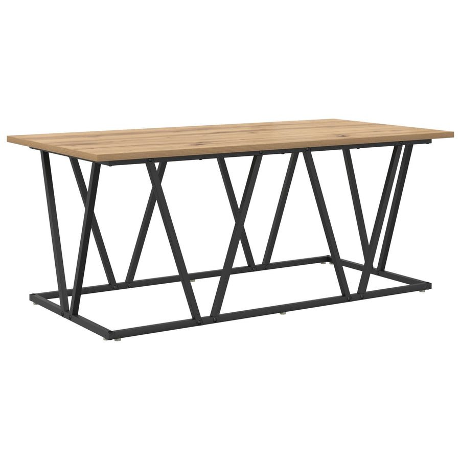 Salontafel Artisan Eiken 100X50X40 Cm Gemaakt Van Hout En Metaal Ambachtelijk eiken