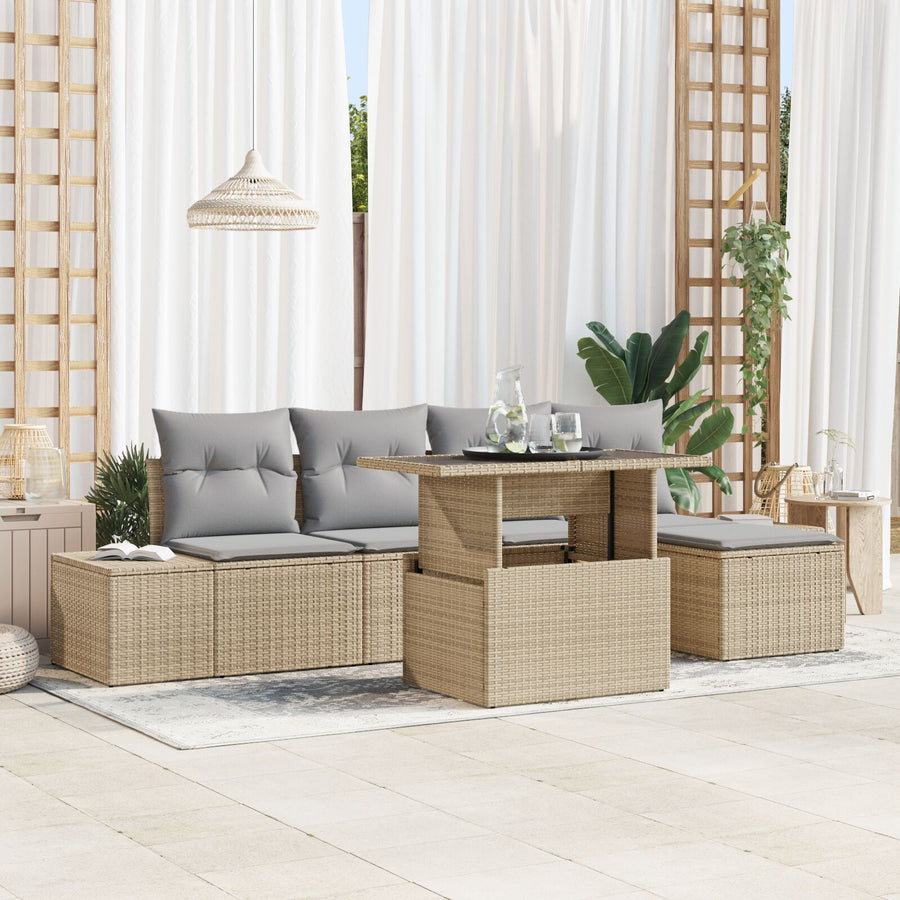 Tuin Sofa Set Set Van 6 Beige, Grijs