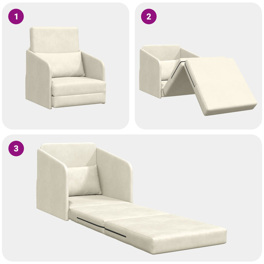 Vloer Bank Bed 2-In-1 65X80X83 Cm Velvet Crème