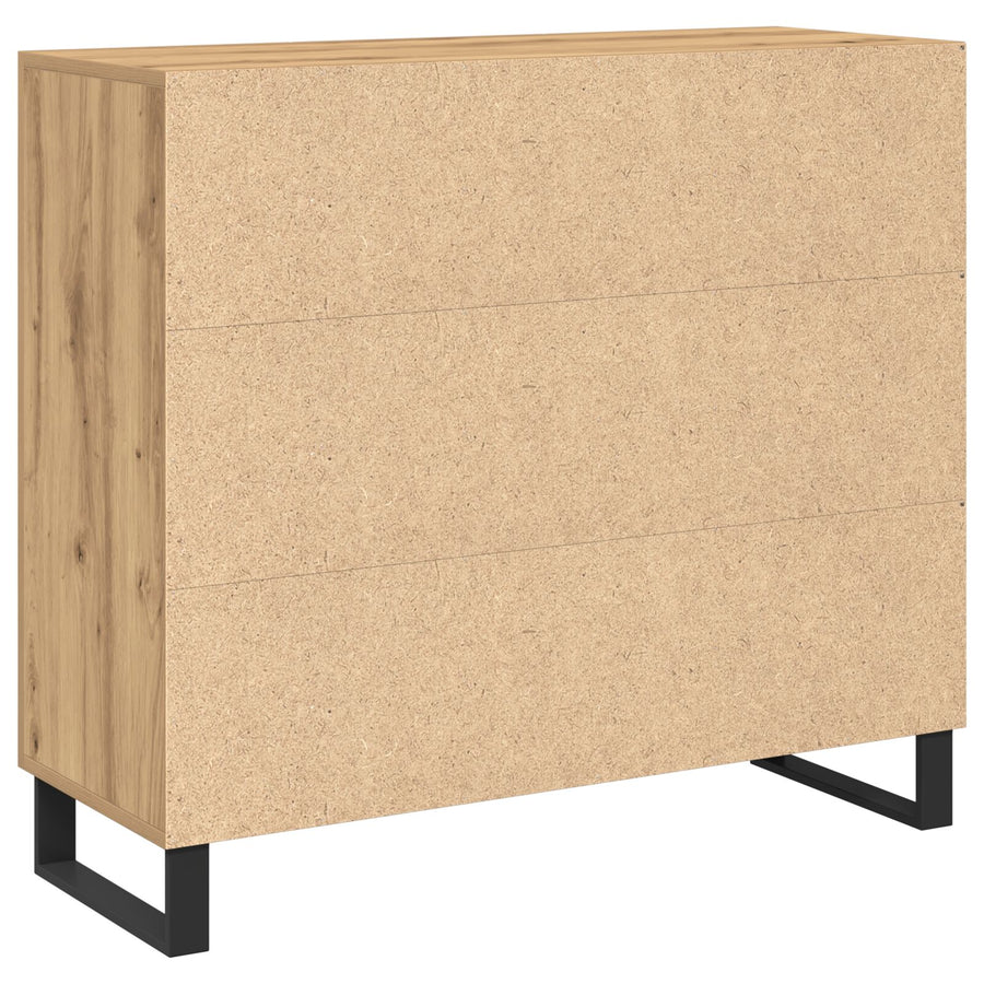 Dressoir Met 3 Deuren Artisan Eikenhout 90X34X80 Cm Gelaagd Hout