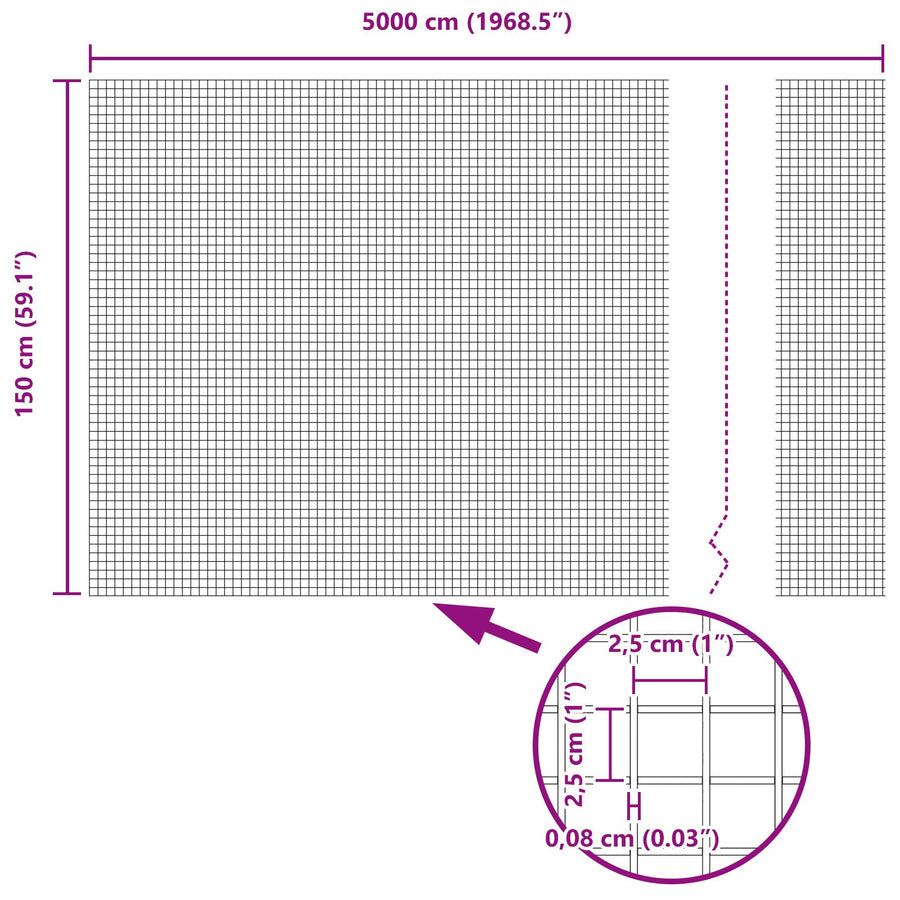 Gegalvaniseerd Draadhek Met 44 U Palen Zilver 1,5X50 M Staal