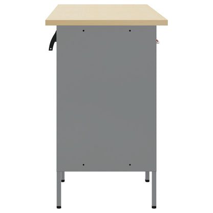 Werktafel 3-Delig En Grijs Van Geengineerd Hout En Staal 3x (84 cm) Rood 3x cabinet