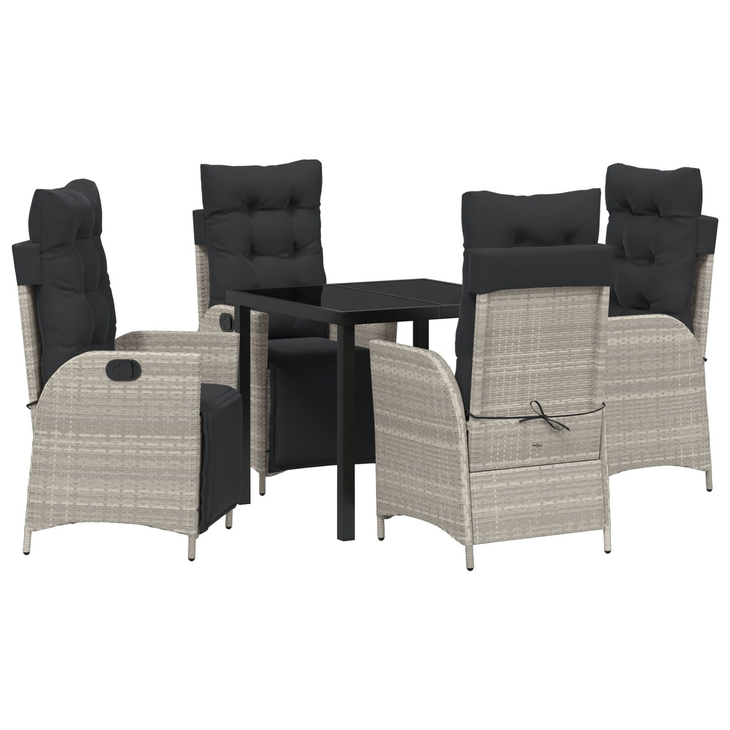 5 Delige Tuin Eetset Lichtgrijs Poly Rattan