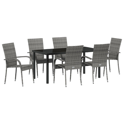 7-Delige Tuinset Grijs Poly Rattan