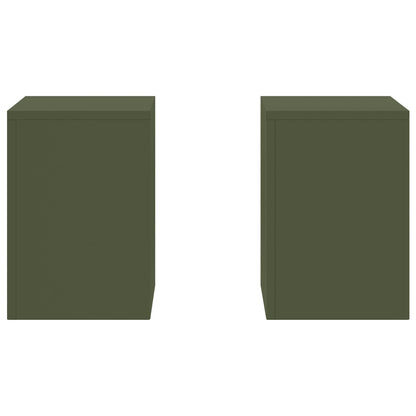 Buiten Plantstands Pilar 2 Stuks 24X24X35 Cm Staal Olijfgroen 2x (35 cm)