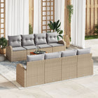 Garden Lounge Set with Cushions 9 pcs Beige Poly Rattan
