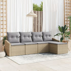 Sofa Set with Cushions 5 pcs Beige and Light Grey poly rattan