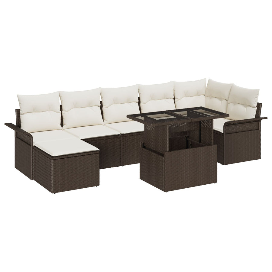 8-Delige Tuinsofa Set Met Kussens Bruin Poly Rattan