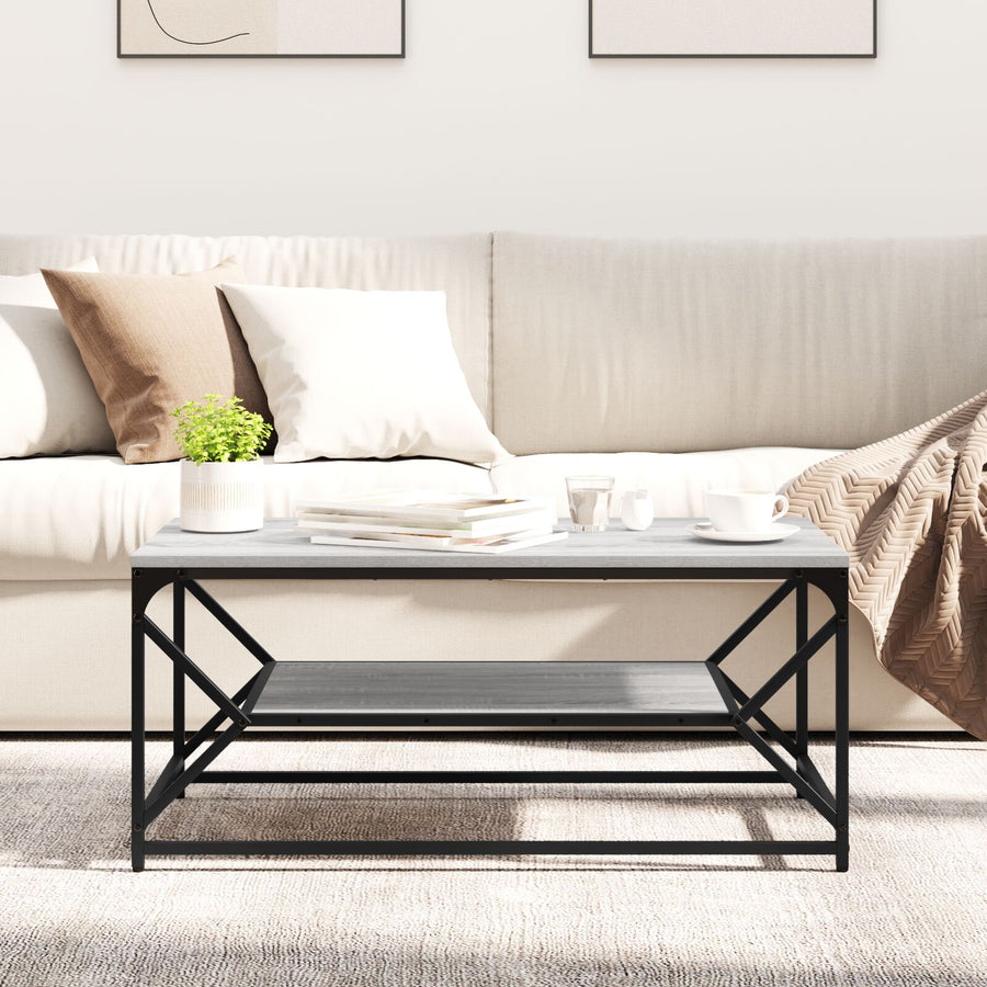 Salontafel Met Plank Bewerkt Hout Grijs sonoma 90 x 50 x 40 cm