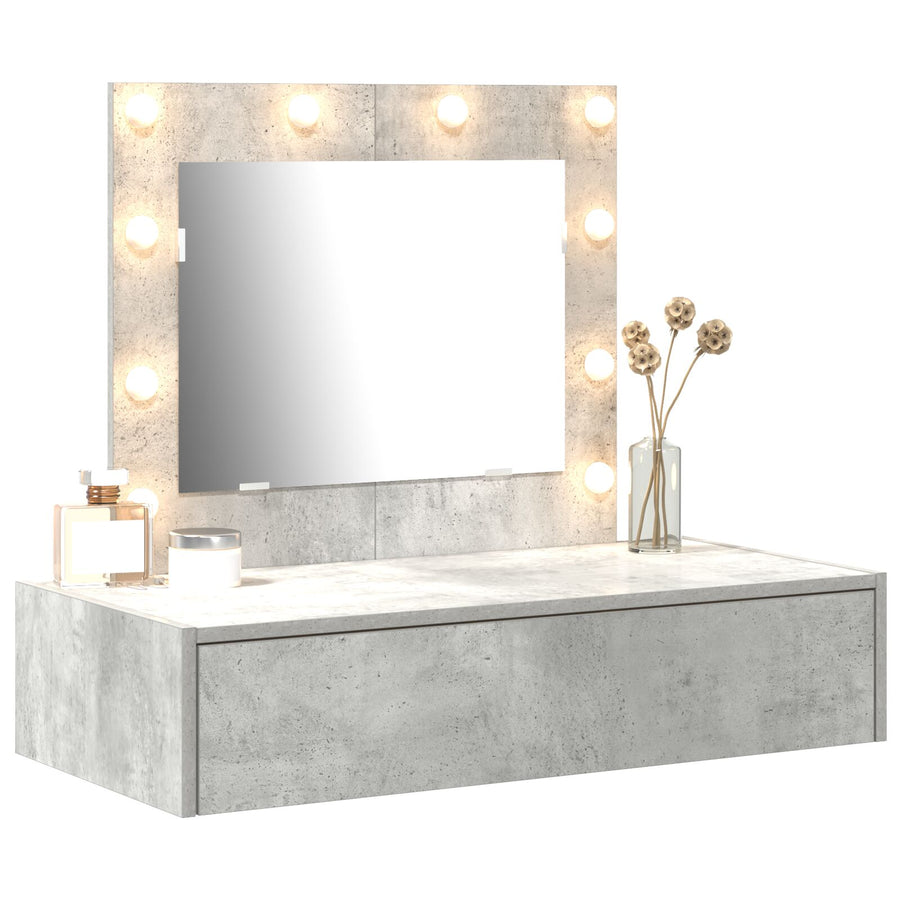 Wandgemonteerde Kaptafel Lichten 83 x 40 x 70 cm Betonnen grijs met LED