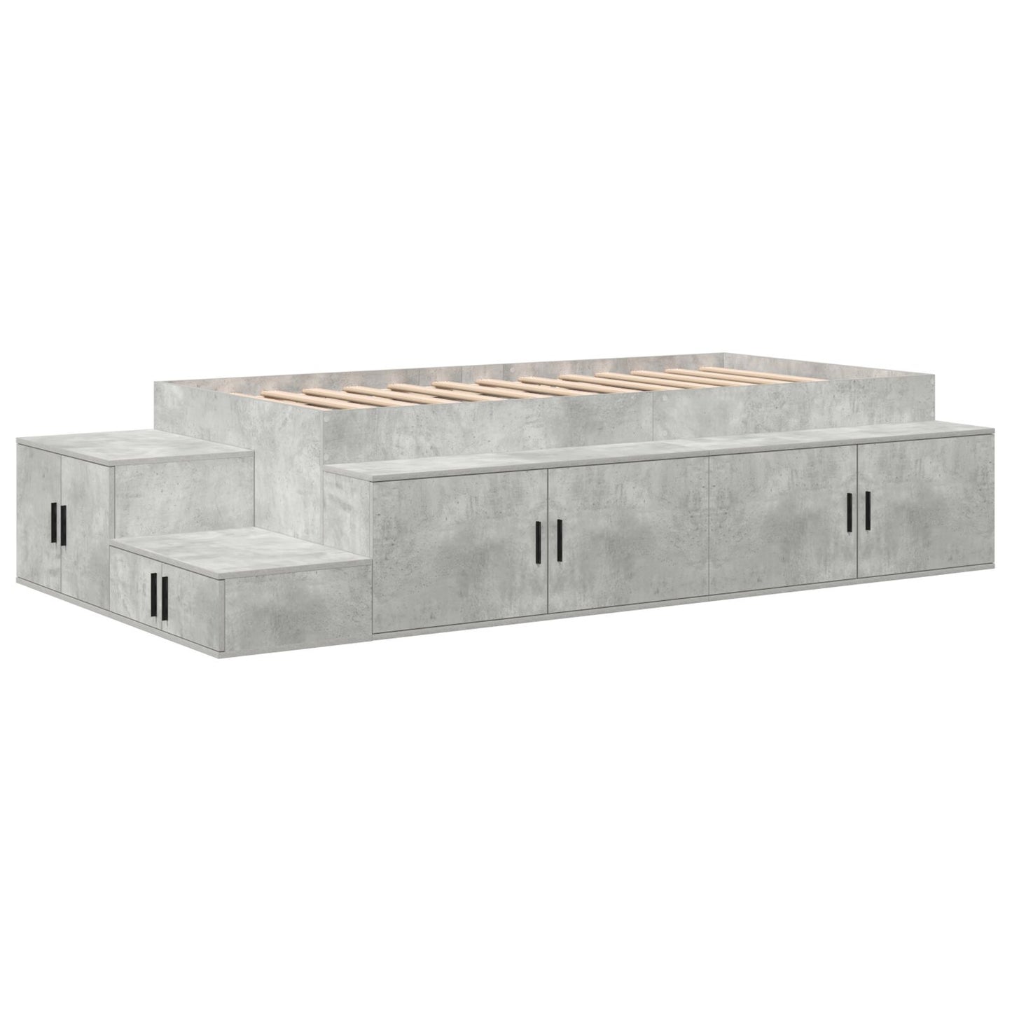 Opslagbed Beton Grijs Engineered Wood 75 X 190 Cm Opslagbedframe Artisanaal Eiken