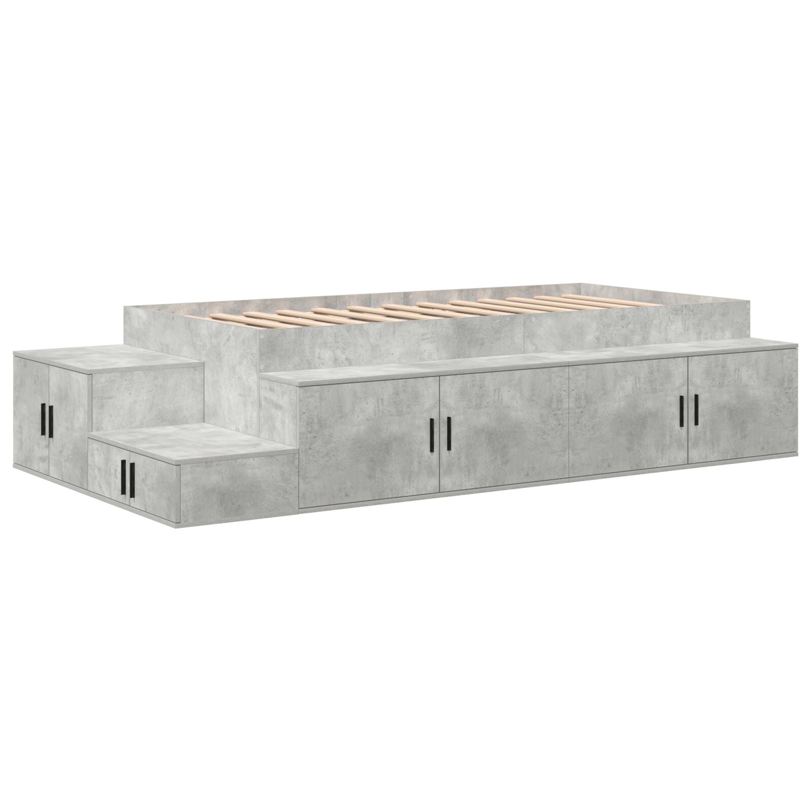 Opslagbed Beton Grijs Engineered Wood 75 X 190 Cm Opslagbedframe Artisanaal Eiken