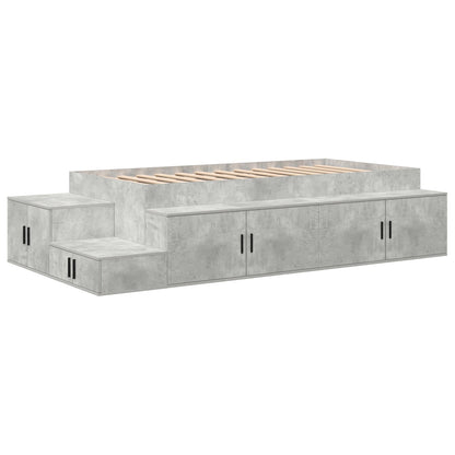 Opslagbed Beton Grijs Engineered Wood 75 X 190 Cm Opslagbedframe Artisanaal Eiken