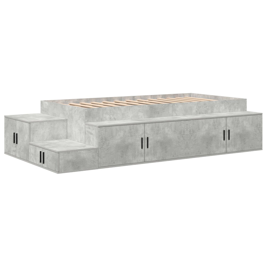 Opslagbed Beton Grijs Engineered Wood 75 X 190 Cm Opslagbedframe Artisanaal Eiken