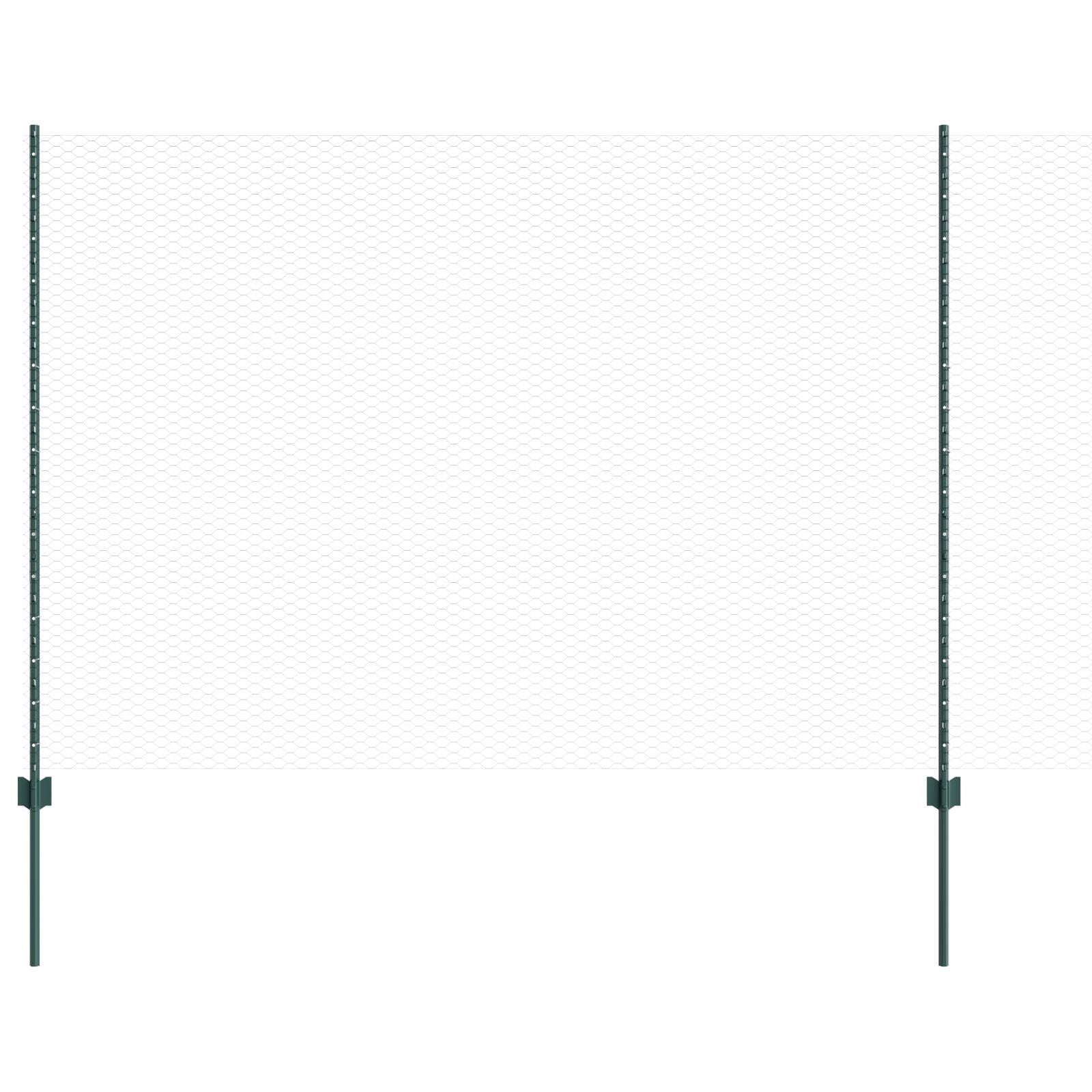 Hekpalen 5 St U-Channel Groen 150 Cm Staal,  Hexagonaal Hek Groen 1,5X10 M Staal