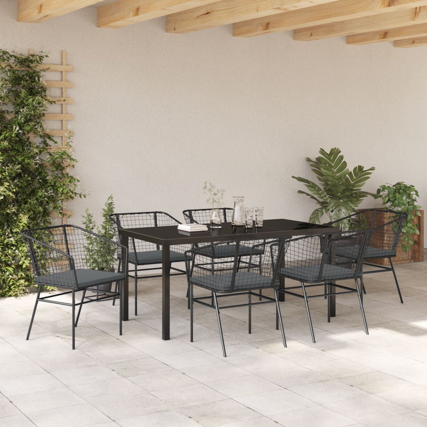 Set Van 4 Zwart Poly Rattan Twee Persoons