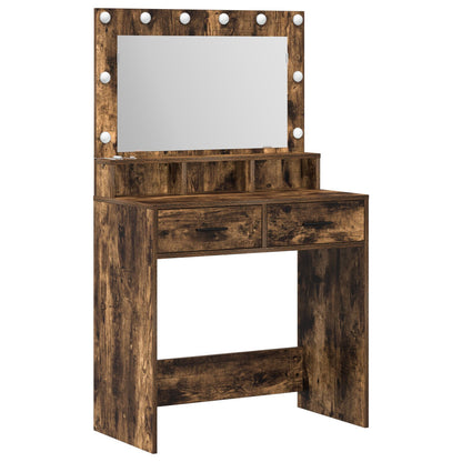 Kaptafel Met Led Verlichting 79 x 41 x 135 cm Gerookt eiken