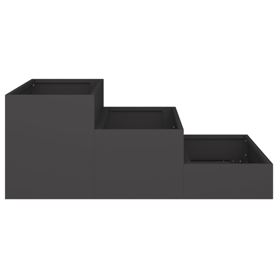 Tuinplanter 3-Laags Staal 90 x 90 x 35 cm Zwart