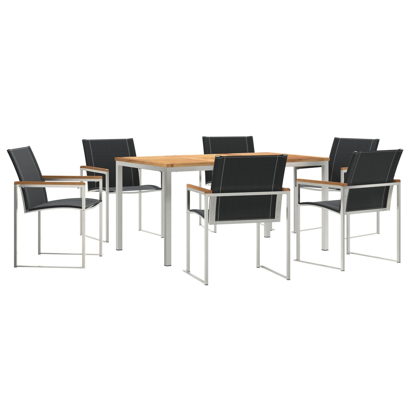 7-delige Tuin Eetset van Massief Acaciahout, vidaXL Buiten Eettafel 150x90x75 cm van Massief Acaciahout