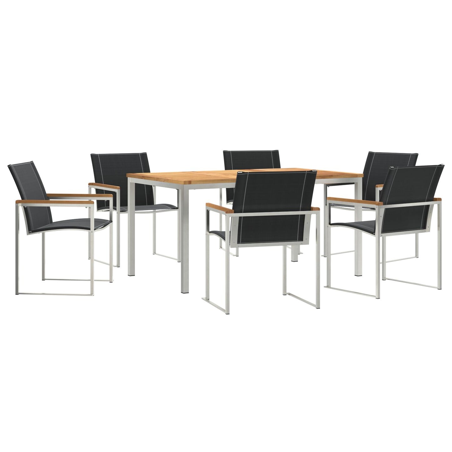 7-delige Tuin Eetset van Massief Acaciahout, vidaXL Buiten Eettafel 150x90x75 cm van Massief Acaciahout