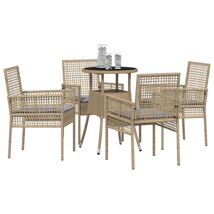 5-Delige Tuin Eetset Beige Poly Rattan