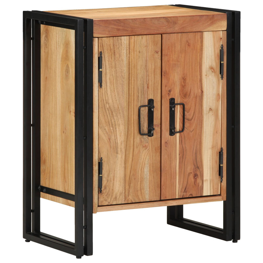 Schoenenkast Zwart 30X30X40 Cm En Staal Massief acaciahout