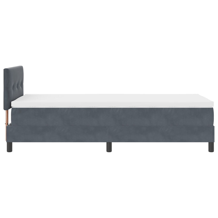 Boxspringbed Met Matras Donkergrijs Enkel Fluweel Blauw