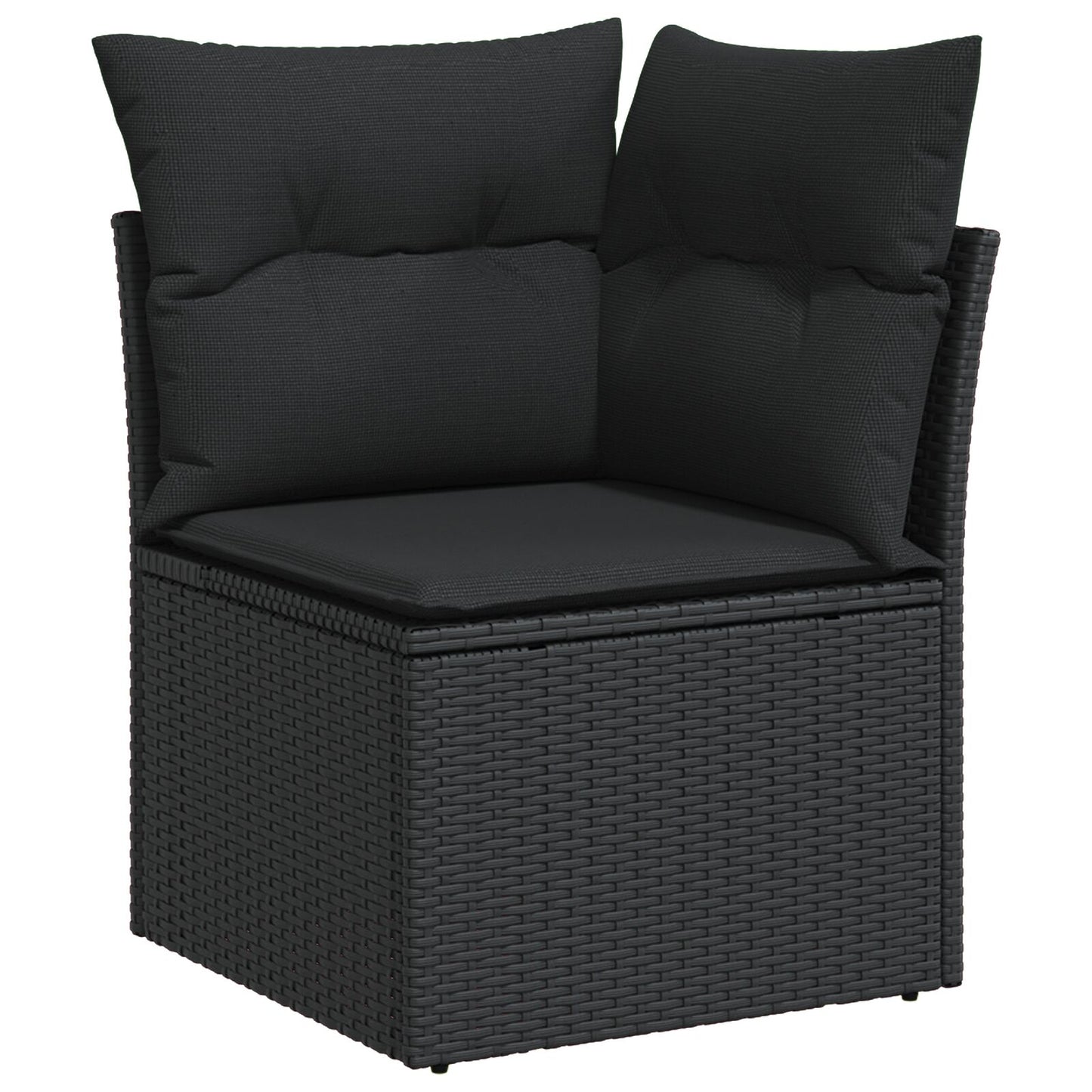 Tuinbank Set Set Van 4 Zwart Rattan, Polyester, Staal