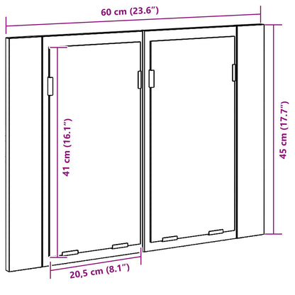 Led Spiegelkast Voor In De Badkamer Zwart Eiken 60X12X45 Cm Gelaagd Hout