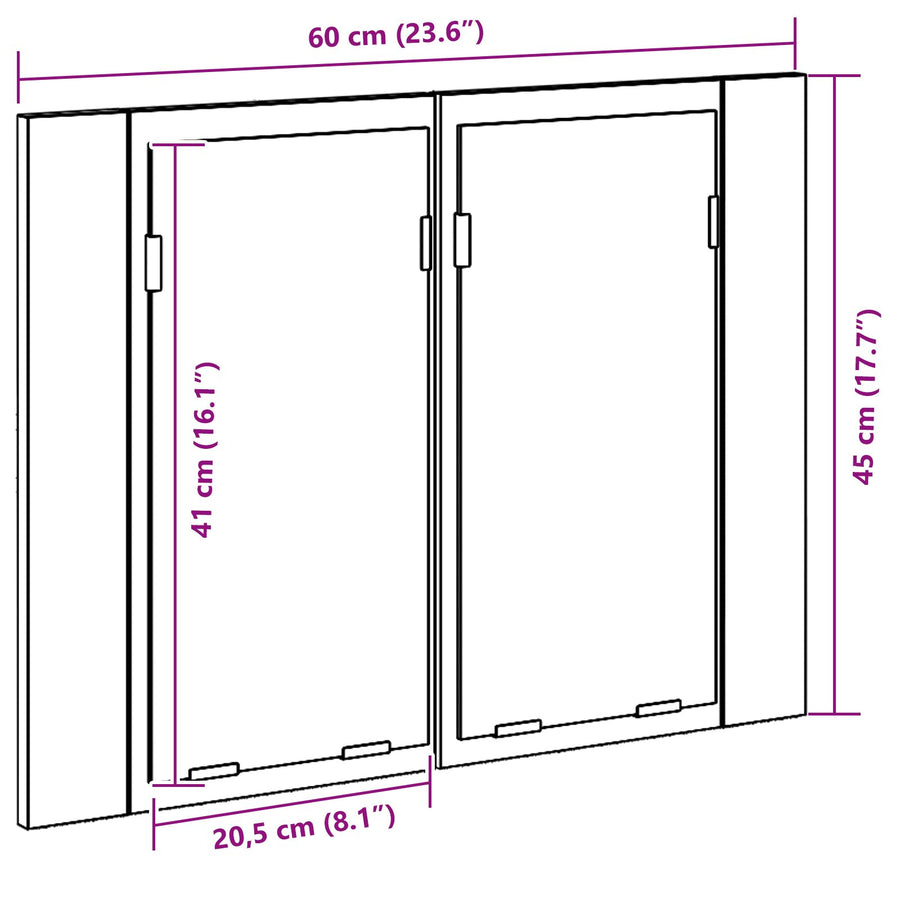 Led Spiegelkast Voor In De Badkamer Zwart Eiken 60X12X45 Cm Gelaagd Hout