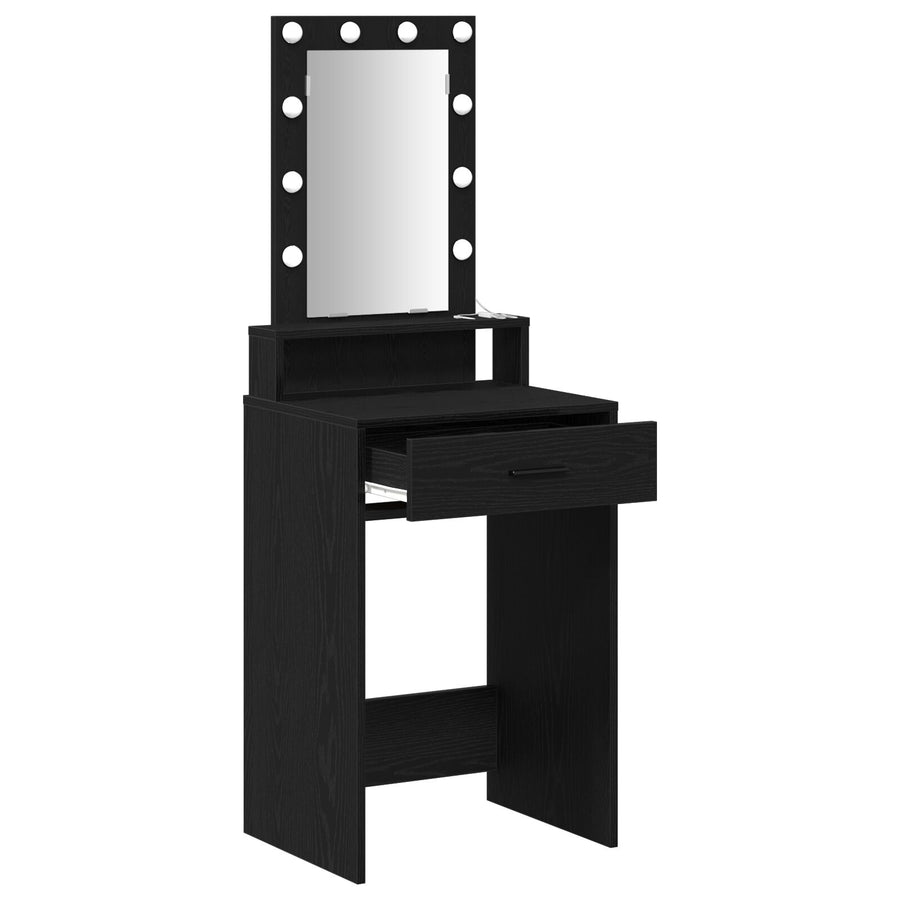 Kaptafel Met Led-Verlichting Zwart Eik Zwart eiken 50 x 41 x 140 cm