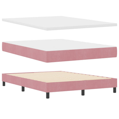 Boxspringbed Met Matras Roze 160X200 Cm Velours Blauw
