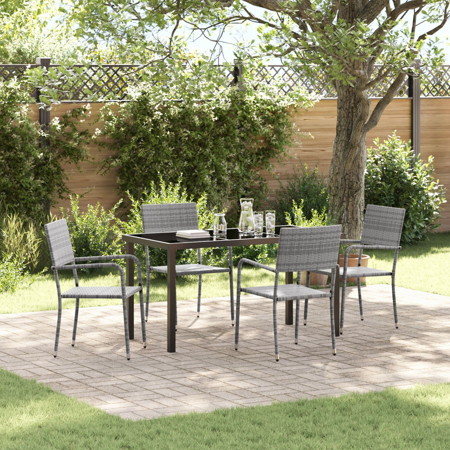 5 Delige Tuinset Grijs Poly Rattan