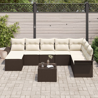 8-Delige Tuinsofa Set Met Kussens Grijs Poly Rattan