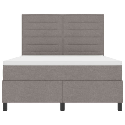Boxspring Bed Met Matras Stof Taupe 140 x 190 cm Lijnen ontwerp