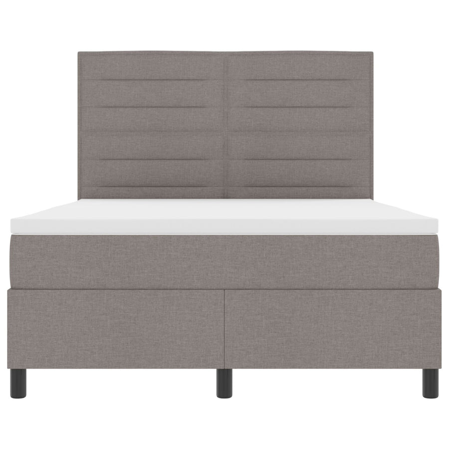 Boxspring Bed Met Matras Stof Taupe 140 x 190 cm Lijnen ontwerp