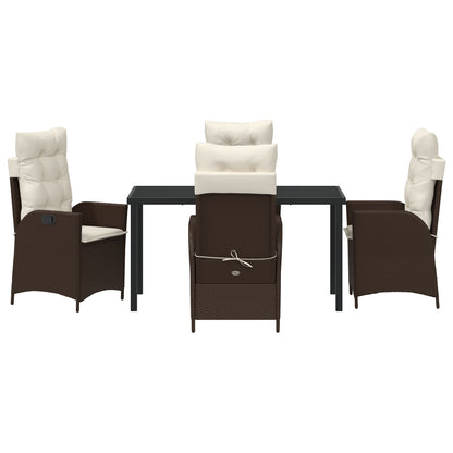 5 Delige Tuin Eettafel Set Met Kussens Bruin Poly Riet